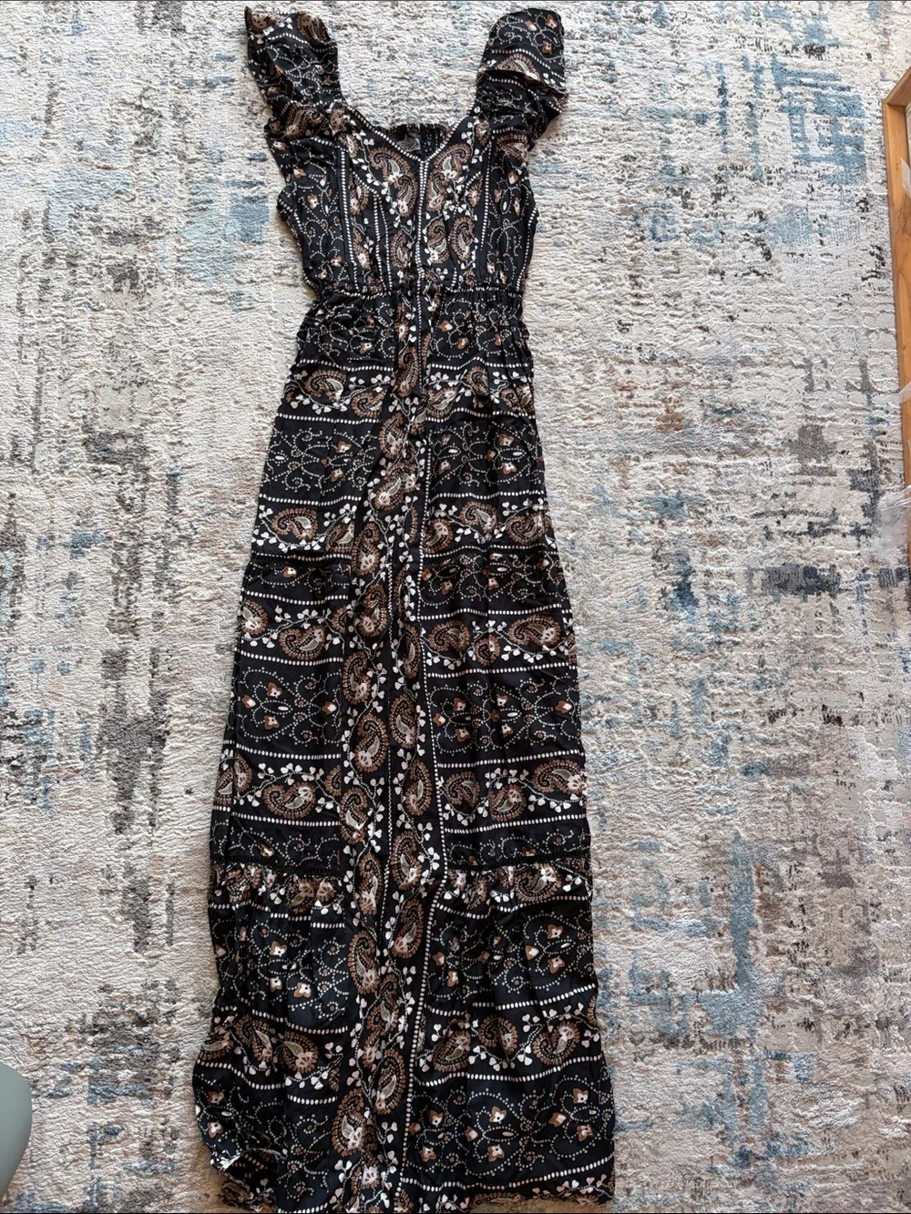 Angie Black Paisley Print Maxi Dress - Picture 1 of 4